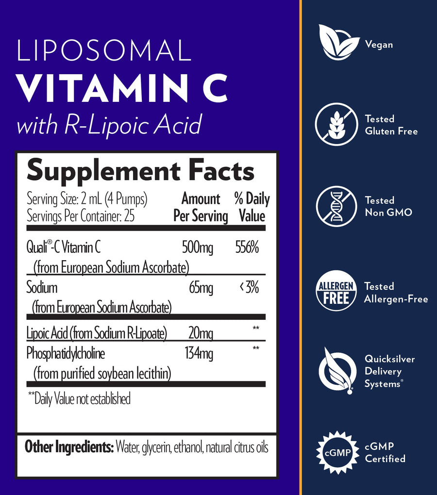 Liposomal vitamin C with R-lipoic acid