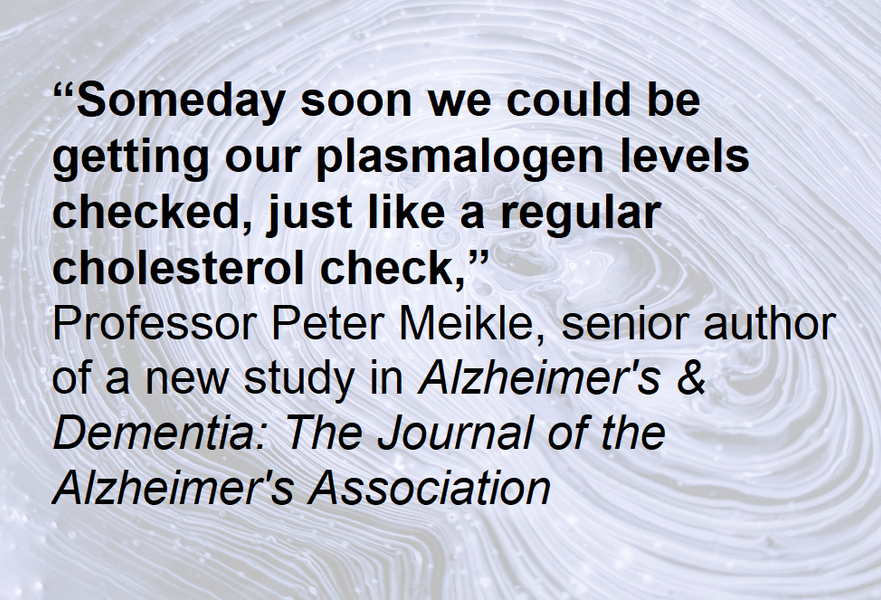 Australian Study into Plasmalogens and Alzheimer's Risk