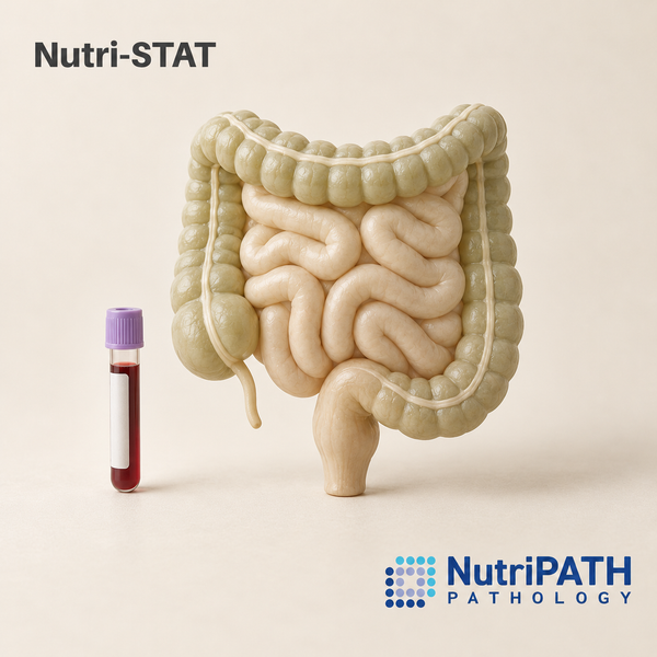 Nutri-STAT — original OptiLabs clinical illustration with supplier logo; collection items are illustrative, not the exact supplied kit