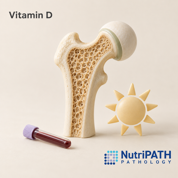 Vitamin D — original OptiLabs clinical illustration with supplier logo; collection items are illustrative, not the exact supplied kit