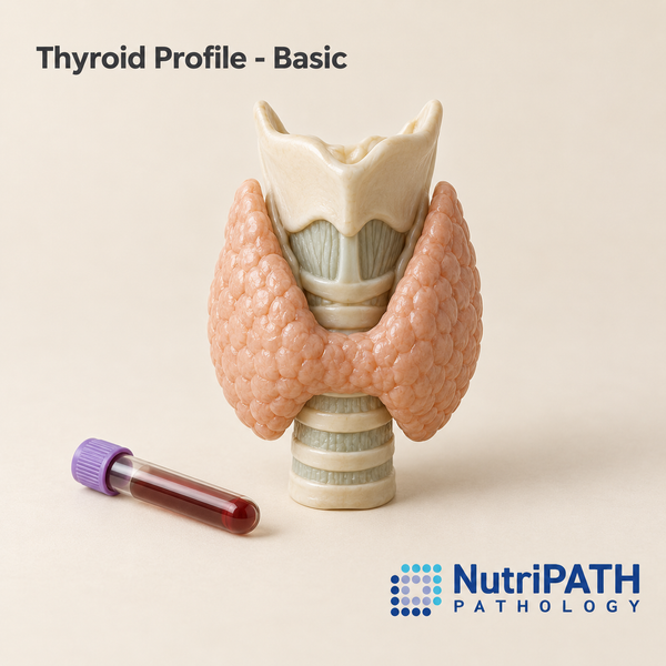 Thyroid Profile - Basic — original OptiLabs clinical illustration with supplier logo; collection items are illustrative, not the exact supplied kit