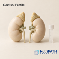 Cortisol Profile — original OptiLabs clinical illustration with supplier logo; collection items are illustrative, not the exact supplied kit
