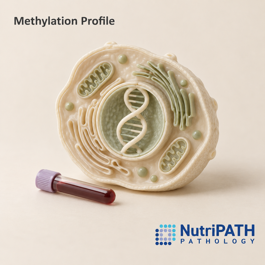Methylation Profile — original OptiLabs clinical illustration with supplier logo; collection items are illustrative, not the exact supplied kit