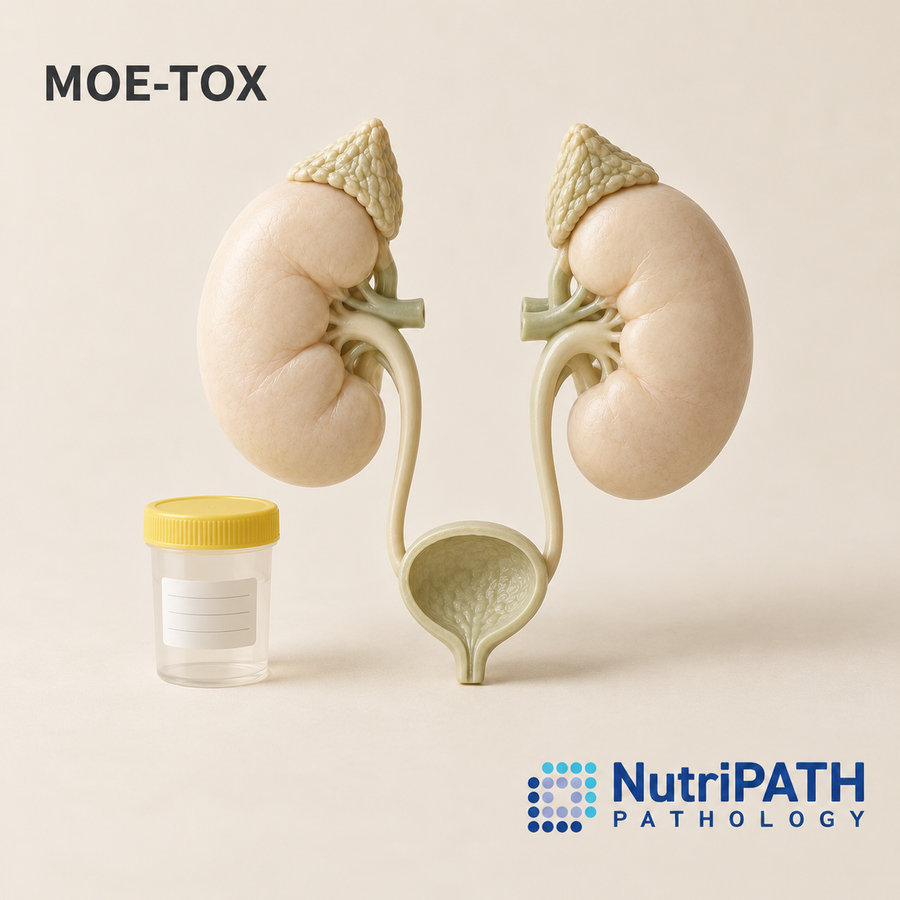 MOE-TOX — original OptiLabs clinical illustration with supplier logo; collection items are illustrative, not the exact supplied kit