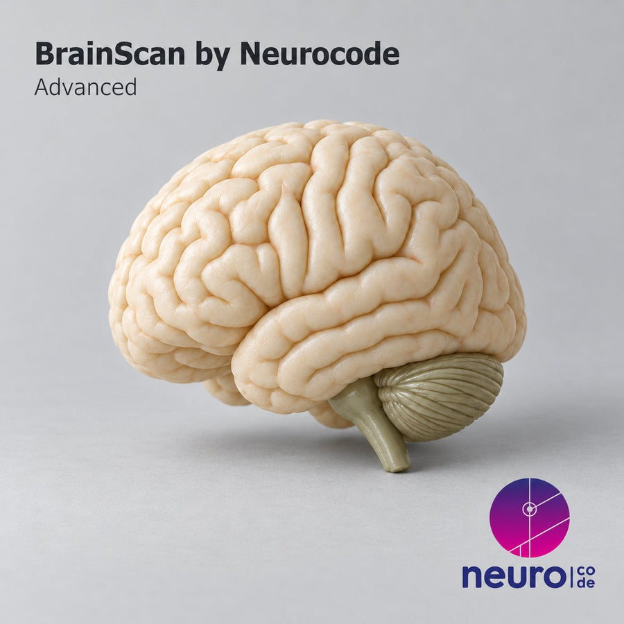BrainScan by Neurocode — original OptiLabs clinical illustration with supplier logo; collection items are illustrative, not the exact supplied kit