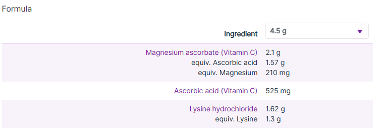 Vitamin C with lysine