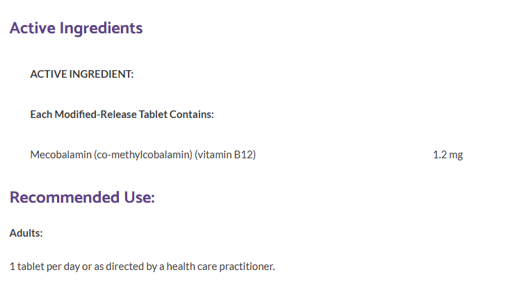 Methylcobalamin B12 (sublingual)