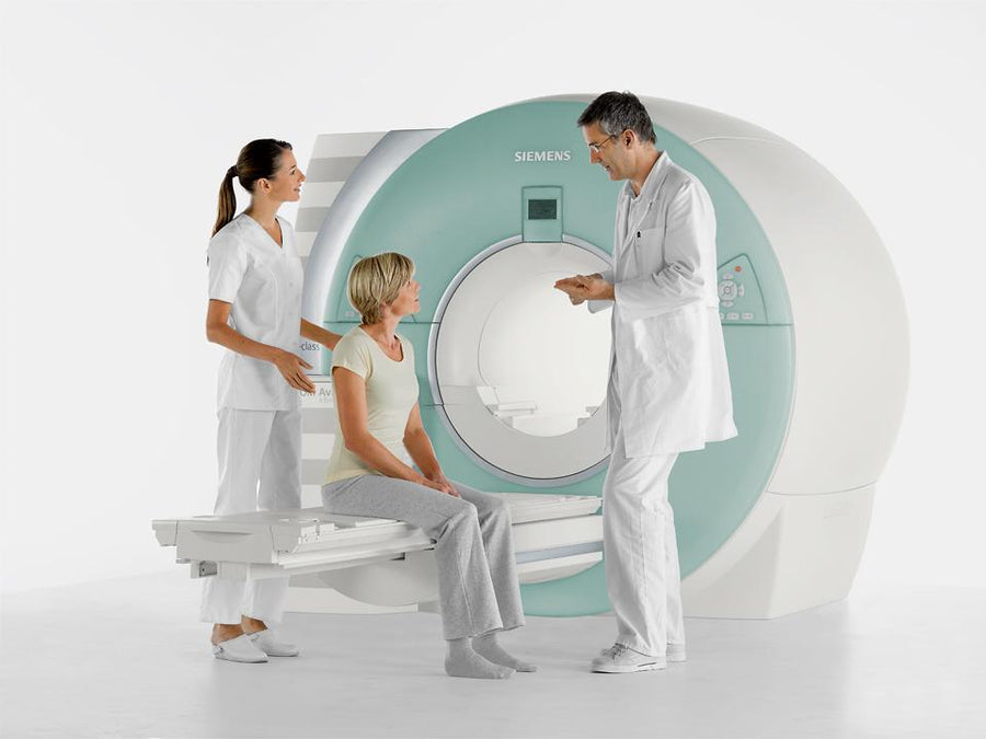 MRI setting · Siemens manufacturer reference photograph; equipment and clinic may differ