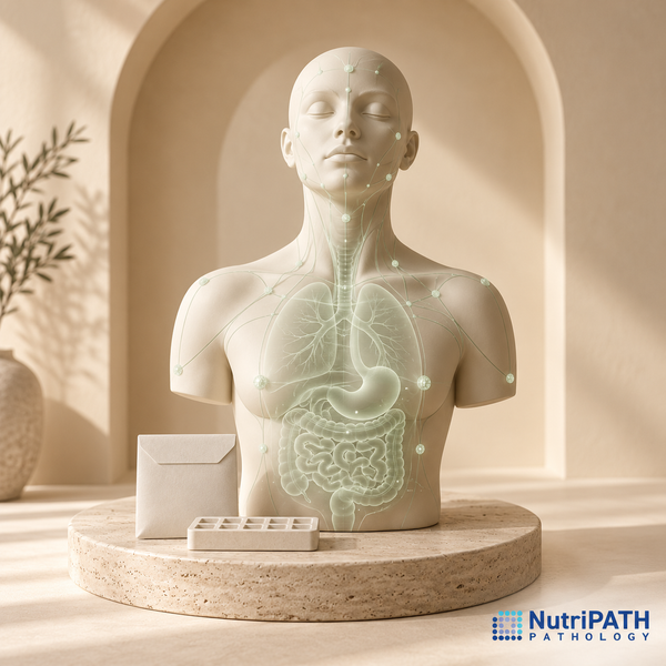 OptiLabs original NutriPATH testing illustration — whole body generic; conceptual anatomy and generic collection cue