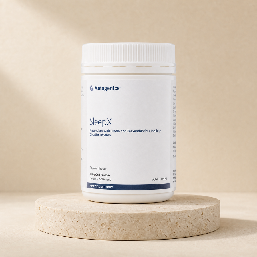 Sleep quality formula on a beige stone platform