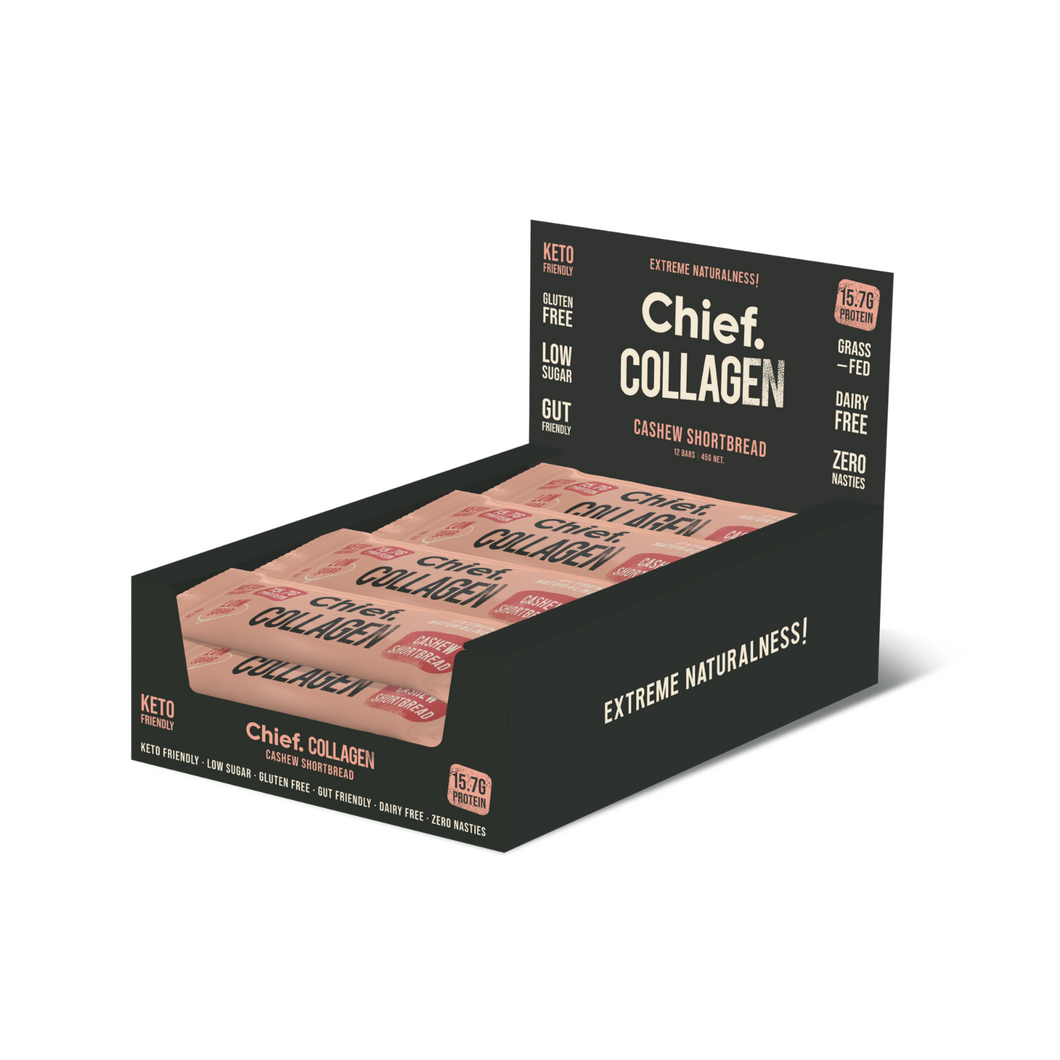 Chief Collagen Cashew Shortbread Bars (12 pack)