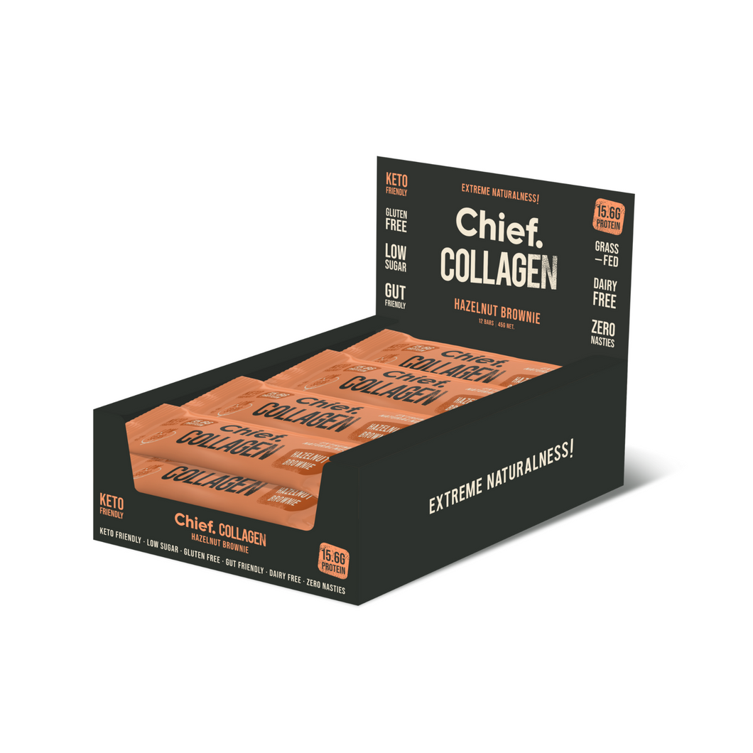 Chief Collagen Hazelnut Brownie Bars (12 pack)